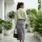 Women's sage green marbled print long sleeve cotton linen button up shirt (2)