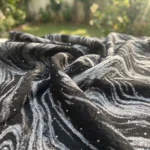 Women's sheer black long sleeve shirt with silver marble print (1)