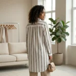 Women's striped oversized long tunic shirt (1)