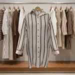 Women's striped oversized long tunic shirt (3)