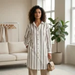 Women's striped oversized long tunic shirt (4)