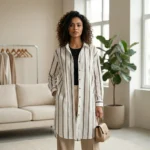 Women's striped oversized long tunic shirt (5)