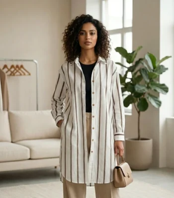 Women's striped oversized long tunic shirt (5)
