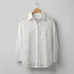 Women's white floral embroidered button down shirt (7)