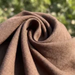 a solid brown long cotton linen shirt dress with full sleeves and front buttons (4)