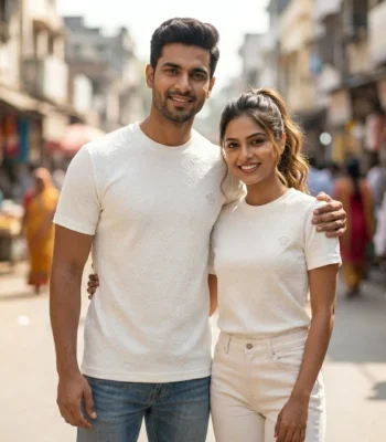 a white textured luxury unisex t shirt (2)