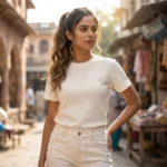 a white textured luxury unisex t shirt (3)