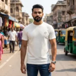 a white textured luxury unisex t shirt (4)