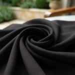 black high waist pleated office trousers with a thin belt, (1)