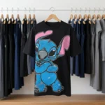 black oversized drop shoulder graphic t shirt (3)