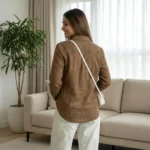 brown textured crinkle fabric with tiny silver shimmer specks shirt (2)