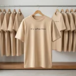 casual beige unisex t shirts with black It's coffee time text printed on the chest (4)
