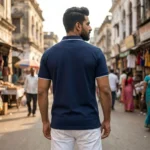 classic navy blue half sleeve polo t shirt with white collar tipping (3)