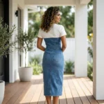 colorblock midi dress with a white short sleeve (2)