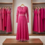 magenta pink floral lace party dress (1)