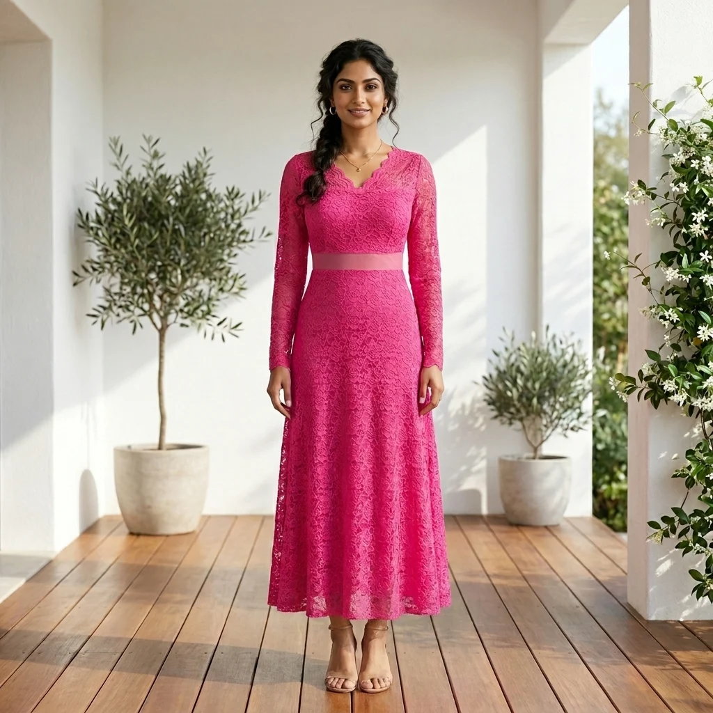 magenta pink floral lace party dress (2) magenta pink floral lace party dress (2)