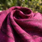 magenta textured long sleeve button down shirt with metallic dots (2)