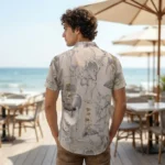 men's beige abstract floral print half sleeve shirt (1)