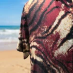 men's maroon and beige abstract print half sleeve shirt (2)