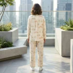 off white printed co ord set with quirky dog illustrations paired (3)