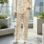 off white printed co ord set with quirky dog illustrations paired (4)