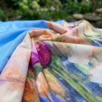 omen's light blue casual half sleeve shirt with watercolor floral print (2)