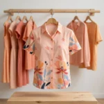 peach floral print half sleeve casual shirt front view (2)