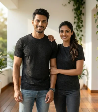 remium black geometric monogram unisex t shirts (1)