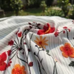 striped half sleeve button down shirt with floral embroidery (4)