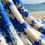 wearing a white and blue floral print half sleeve casual shirt for men (3)