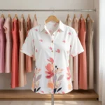 white half sleeve shirt with a pink and orange floral border print (1)