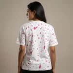 white women's oversized t shirt with a pink Minnie Mouse graphic print (3)