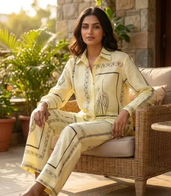 women's yellow printed co ord set (5)