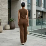 Brown ribbed asymmetric waistcoat top (3)