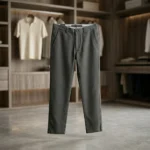 Charcoal grey tailored slim fit men's trousers in textured fabric (4)