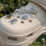 Double D women cream chunky platform clogs decorated with rhinestone and pearl charms (3)