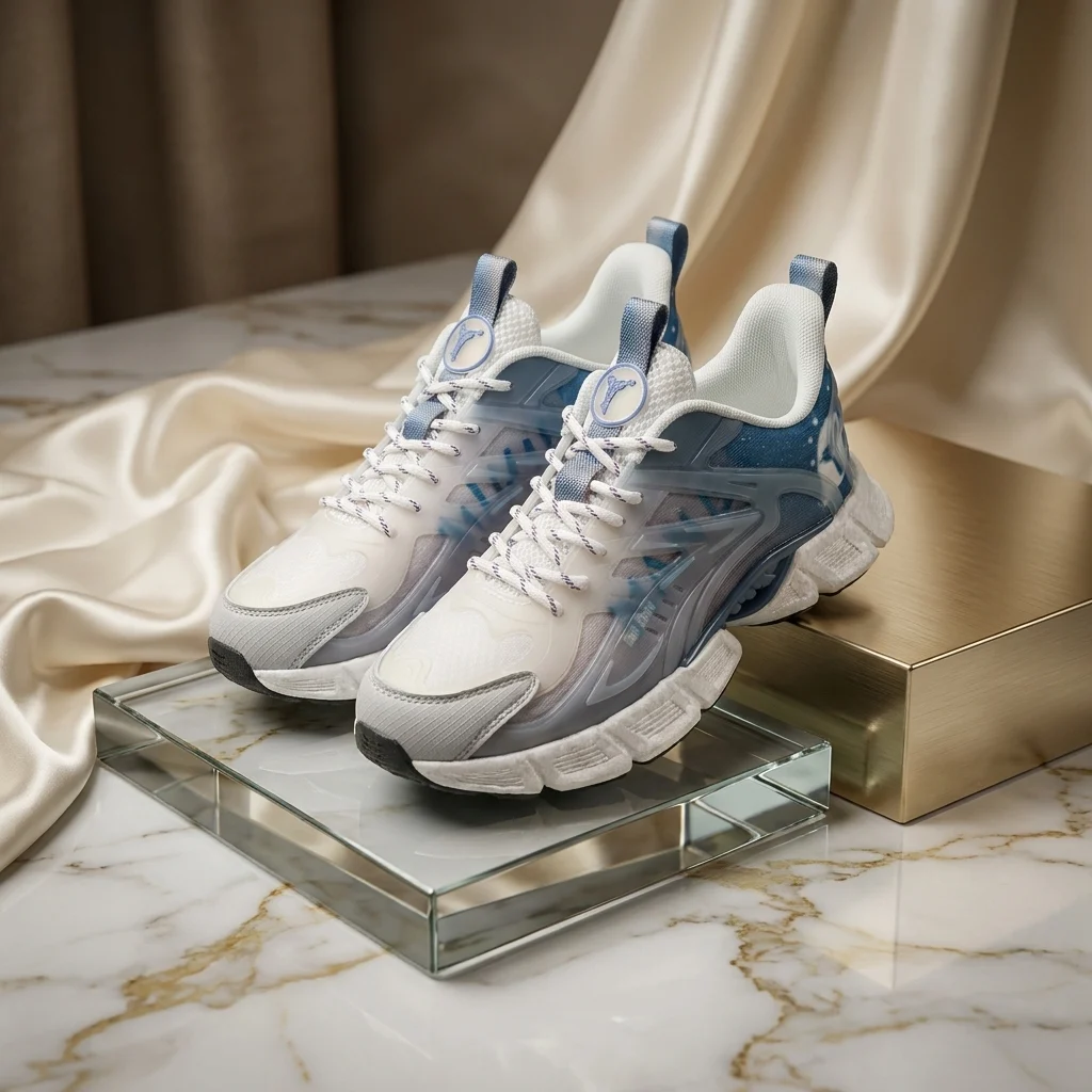 Gao Chao mens white and blue chunky streetwear sneakers (5) Gao Chao mens white and blue chunky streetwear sneakers (5)