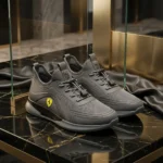 Grey Ferrari casual mens sneakers with yellow logo (1)