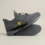 Grey Ferrari casual mens sneakers with yellow logo (4)