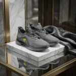 Grey Ferrari casual mens sneakers with yellow logo (5)