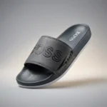 Grey Hugo Bossmens slides with bold logo on strap (2)