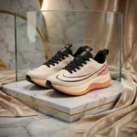 IGOX mens beige running sneakers with pink and orange details (1)