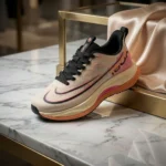 IGOX mens beige running sneakers with pink and orange details (2)