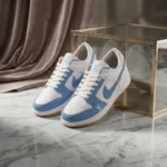 Louis Vuitton light blue suede and white leather lowtop sneaker (1)