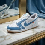 Louis Vuitton light blue suede and white leather lowtop sneaker (2)