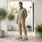 Louis Vuitton mens olive green and white leather chunky sneaker (1)