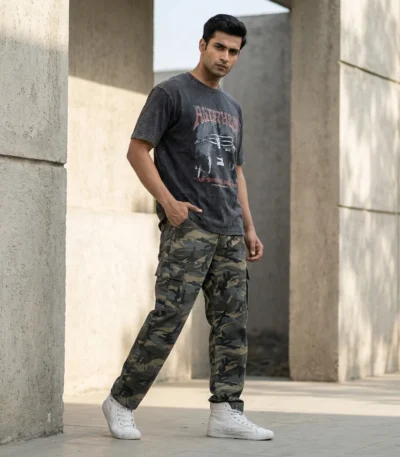 Man wearing Lee camouflage cargo pants (5)