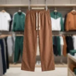 Men wearing brown relaxed fit casual drawstring trousers (5)