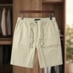 Men's beige casual drawstring shorts (3)