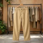 Men's beige drawstring casual trousers (3)